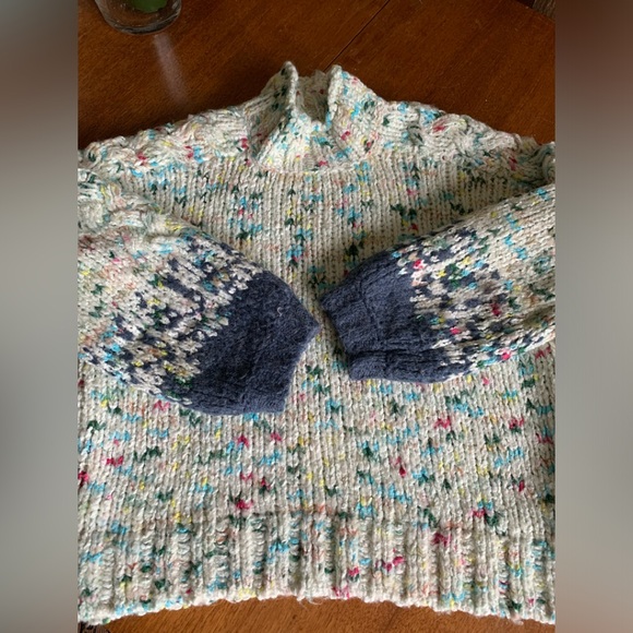 Anthropologie white sweater with colour flecks sz M - Picture 1 of 6